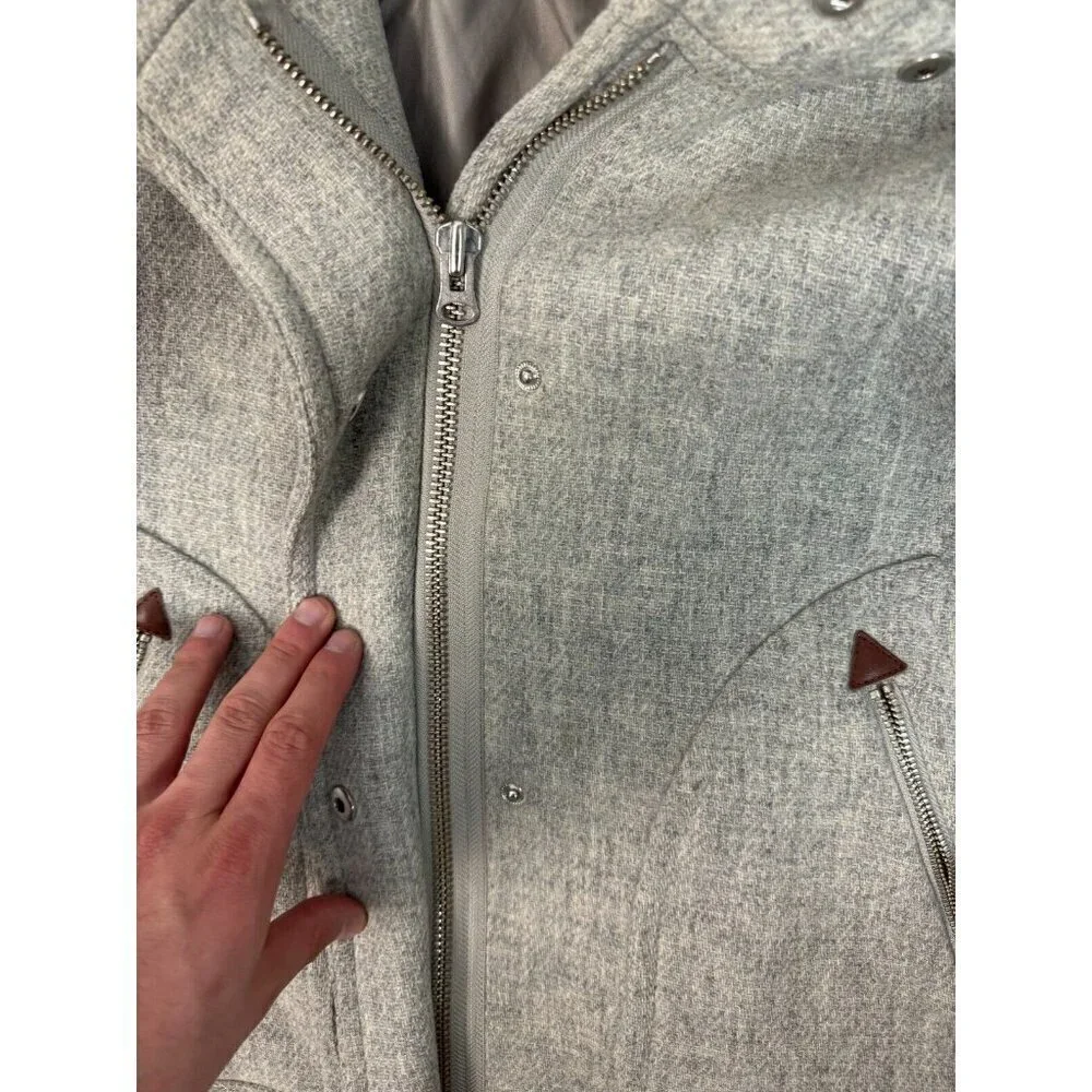 J. Crew Womens‎ Italian Wool Hooded Long Sleeve Full Zip Grey Chateau Parka 16 T